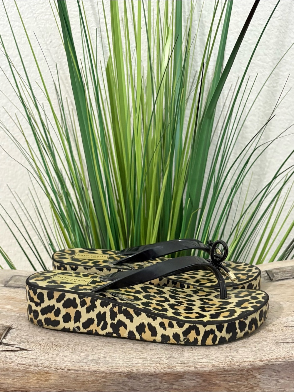 Kate Spade Rina Leopard Print Platform Flip Flops